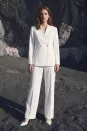 Anna Ceket ve Çizgili Pantolon Takım - Ekru