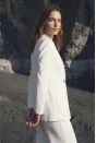 Anna Ceket ve Çizgili Pantolon Takım - Ekru