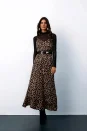 Askılı Leopar Desenli Elbise - Kahve