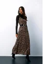 Askılı Leopar Desenli Elbise - Kahve