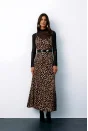 Askılı Leopar Desenli Elbise - Kahve