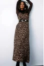 Askılı Leopar Desenli Elbise - Kahve