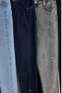 Belden Lastikli Paçada Taş Detaylı Denim Pantolon - Koyu