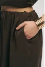 Melisa Önal | Beli Lastikli Dökümlü Pantolon - Kahve
