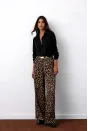 Beli Lastikli Leopar Desenli Pantolon - Kahve