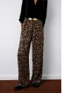 Beli Lastikli Leopar Desenli Pantolon - Kahve