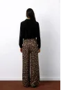 Beli Lastikli Leopar Desenli Pantolon - Kahve