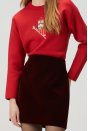 By Modal Kurşun Asker Nakışlı Swearshirt - Kırmızı