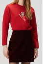 By Modal Kurşun Asker Nakışlı Swearshirt - Kırmızı