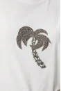Bymn Palmiye Desenli Taşlı T-shirt - Kırık Beyaz