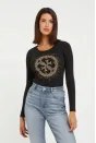 Guess 4G Logolu Uzun Kol Tee Black Bluz - Siyah
