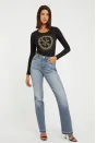 Guess 4G Logolu Uzun Kol Tee Black Bluz - Siyah