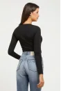Guess 4G Logolu Uzun Kol Tee Black Bluz - Siyah