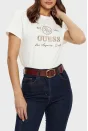 Guess 4G Ss Pamuklu Jarse Regular Fit Logolu Tshirt - Ekru