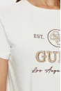 Guess 4G Ss Pamuklu Jarse Regular Fit Logolu Tshirt - Ekru