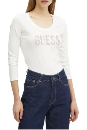 Guess Los Angeles Logolu Uzun Kol Bluz - Beyaz