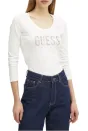 Guess Los Angeles Logolu Uzun Kol Bluz - Beyaz