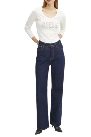 Guess Los Angeles Logolu Uzun Kol Bluz - Beyaz