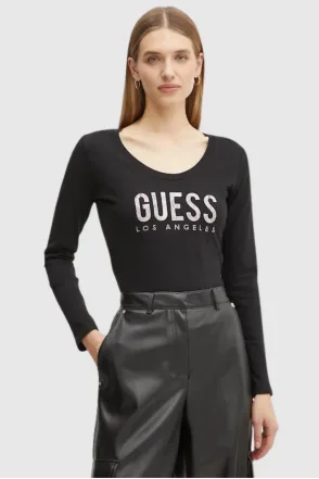 Guess Los Angeles Logolu Uzun Kol Bluz - Siyah