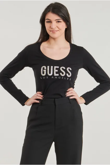 Guess Los Angeles Logolu Uzun Kol Bluz - Siyah