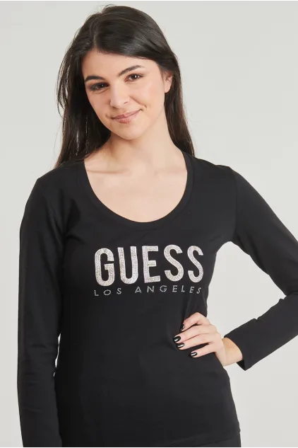 Guess Los Angeles Logolu Uzun Kol Bluz - Siyah