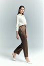 Lisa Saten Duble Paça Pantolon - Kahve
