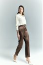 Lisa Saten Duble Paça Pantolon - Kahve
