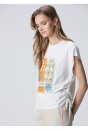 NT Spiritüel MC Taş ve DTF Baskı Modal Tişört - Kırık Beyaz