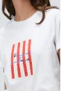 Melisa Önal | Ntwrk Kırmızı Baskılı Taşlı T-Shirt - Kırık Beyaz