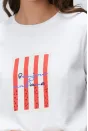 Melisa Önal | Ntwrk Kırmızı Baskılı Taşlı T-Shirt - Kırık Beyaz