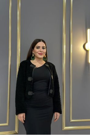 Önü İliklemeli Peluş Ceket Mont - Siyah