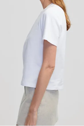 Orjinal Marka Nakışlı Cutout Tişört - Beyaz