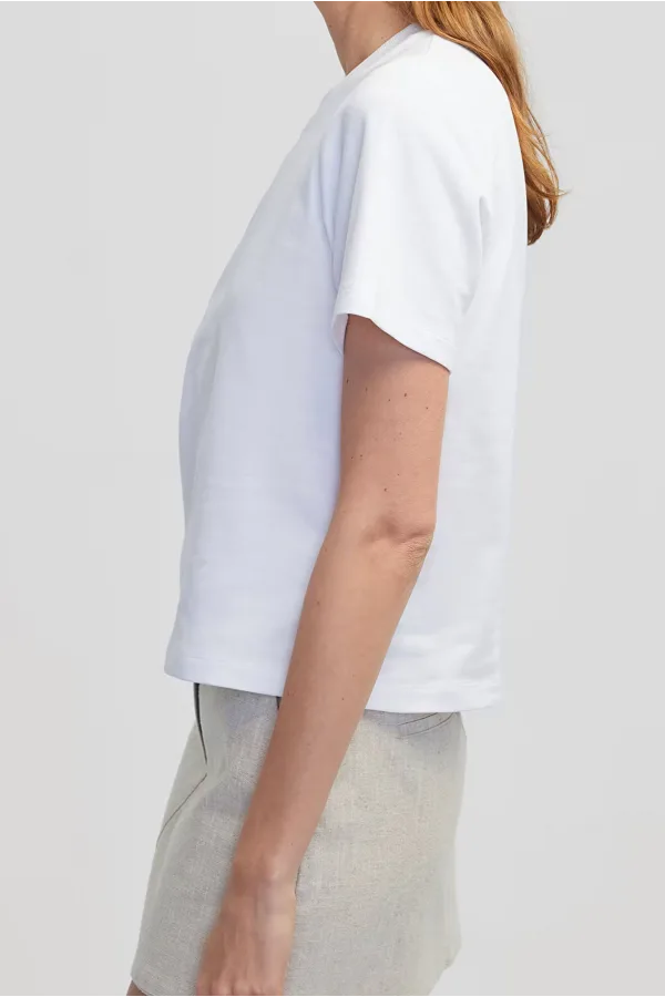 Orjinal Marka Nakışlı Cutout Tişört - Beyaz