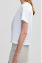Orjinal Marka Nakışlı Cutout Tişört - Beyaz