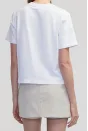 Orjinal Marka Nakışlı Cutout Tişört - Beyaz