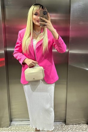 Örme Pilise Etek - Beyaz
