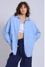 Oversize Cepli Gömlek - Mavi
