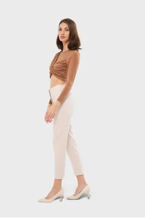 Süveyda Zra Model Piliseli Pantolon - Taş