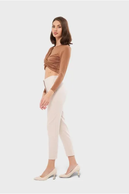 Süveyda Zra Model Piliseli Pantolon - Taş