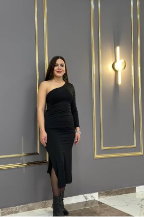 Tek Kol Elbise - Siyah