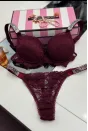 Victoria Secret Taşlı Dantelli Takım - Bordo