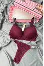 Victoria Secret Taşlı Dantelli Takım - Bordo