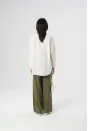 Yeşil Nakış İşlemeli Gömlek - Ekru