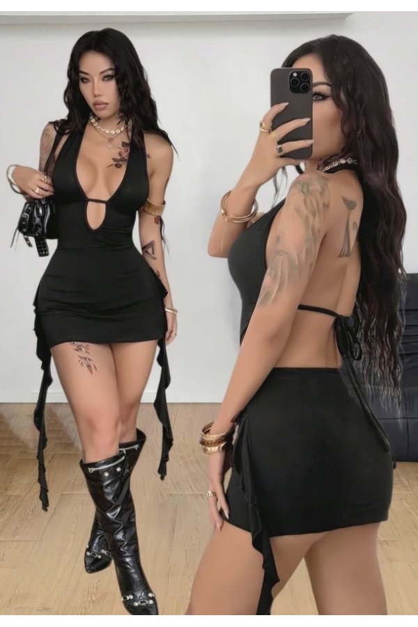 Siyah Fantezi Elbise 5117
