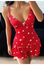 Kadın Kalp Desenli Şortlu Pijama Takım 5178