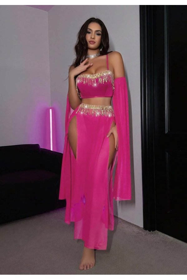 Kadın Pembe Dansöz Elbisesi Fantezi Kostüm 2273