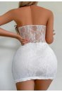 Beyaz Dantel İşlemeli Göğüs Dekolteli Seksi 5081