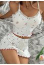 Kadın Çiçek Desenli Dantel Askılı Şortlu Pijama Takımı