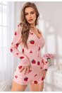 Kadın Pembe Çilek Desenli Pijama Tulumu 5125
