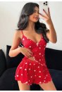 Kadın Kalp Desenli Şortlu Pijama Takım 5178